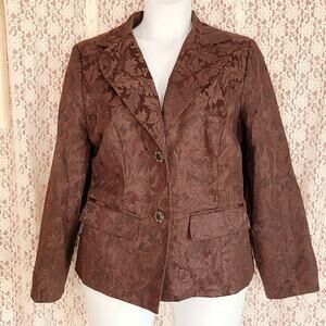 Vintage 90s George woman's plus brown tapestry filigree blazer Sz 16